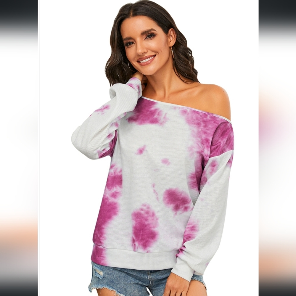 Tie Dye Off the Shoulder Thermal Top